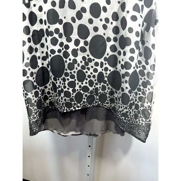 MADO ET LES AUTRES Women's Polka Dot Crew Neck Blouse Black White Size 46 - Picture 6 of 13